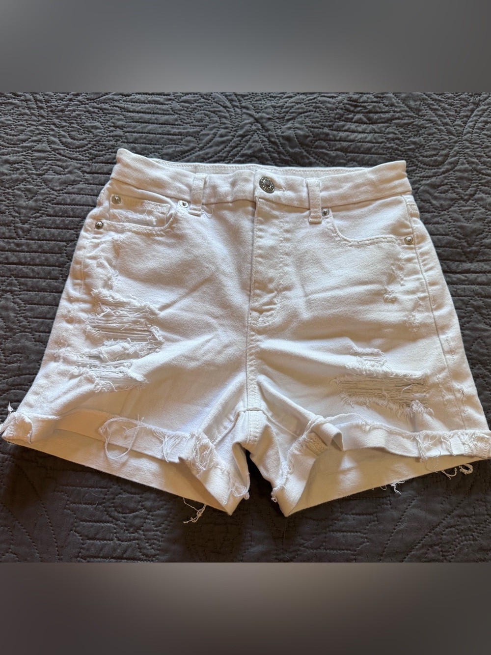 American Eagle Outfitters White Distressed Denim Shorts